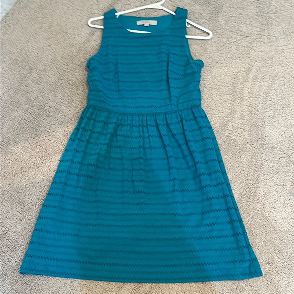 LOFT Blue Pleated Tiered Halter Sundress